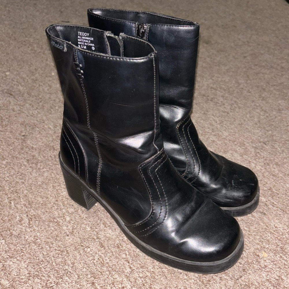 vintage y2k black platform boots